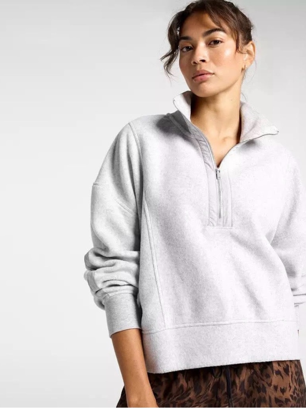 CALIA by Carrie Underwood Light Gray Half-Zip Fleece Pullover